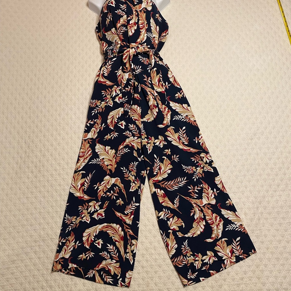 Joie Strapless Jumpsuit in Navy and Pink Floral - Picture 3 of 13